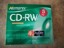 MEMOREX CD-RW REWRITABLE 5pk 700MB 80 MINUTES w/SLIM JEWEL CASES 4X SPEED E4-50w picture