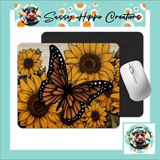 Mouse Pad Monarch Butterfly Sunflower Summer Anti Slip Back Easy Clean Sublimate picture