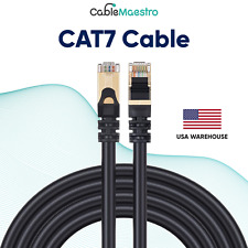 CAT7 Black Ethernet Cable LAN Copper Patch Cord Shielded Wire Gaming 6-200FT Lot picture
