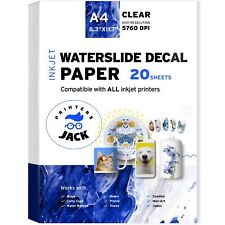 Printers Jack Water Slide Decal Paper Inkjet Clear 20 Sheets A4 Size Premium ... picture