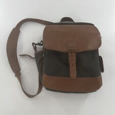 Vintage LL Bean Leather Blend Crossbody Messenger Laptop Bag Saddle Olive Green picture