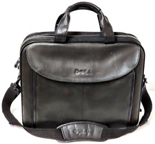 Vintage DELL Black Genuine Leather Executive Laptop Bag with Original Strap 15.6 picture