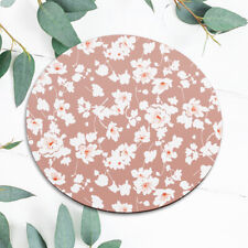 White Wildflowers Pale Peach Mouse Pad Mat Office Desk Table Accessory Gift picture