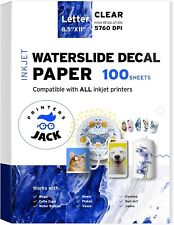 Printers Jack Water Slide Decal Paper Inkjet 100 Sheets 8.5 x 11 inches Premium picture