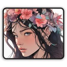 Girl with Flower Gaming Mouse Pad, Anime Mousepad, Christmas for Gamer Anime picture
