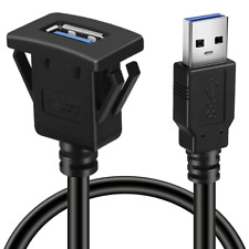 Square Single Port USB 3.0 Panel Flush Mount Extension Cable with Buckle for Car picture