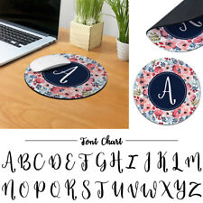 Letter Monogram Initial Flower Gaming Circle Mousepad For Computer PC Laptop picture