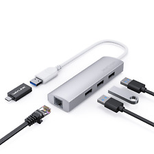 USB 3.0 4 Ports Hub Multiport Adapter w/Gigabit Ethernet for MacBook Surface Pro picture