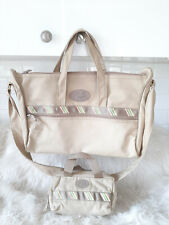 Vintage Avon Rain Gear Beige Canvas Cream White Travel Bag and Cosmetic Bag Set picture