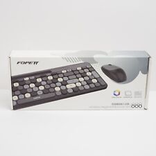FOPETT Wireless Keyboard and Mouse Set 2.4GHz Black White And Grey Open Box picture