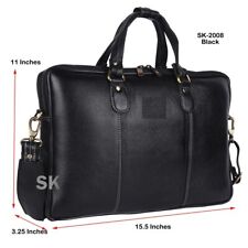 Genuine Leather Unisex Adult Briefcase Bag For Office/Business Use Black Color picture