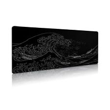 Japanese Sea Wave Large Gaming Mouse Pad, Anime Black Extended Kanagawa Mouse... picture