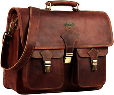 Vintage Leather Laptop Bags for Men Full Grain Large Messenger bag...  picture