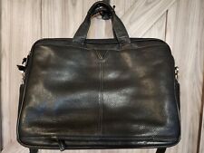 Johnston & Murphy Black Pebbled Leather Laptop Briefcase w/Strap Messenger Bag picture