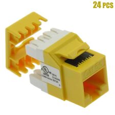 24x Cat5e RJ45 Network Ethernet Keystone Jack 180 Degree 110 Punch Down Yellow picture