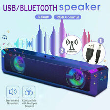 USB/ Bluetooth Speaker Computer Soundbar RGB LED Stereo For TV PC Desktop Laptop picture