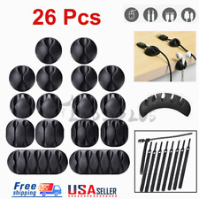 26PCS Cable Clips Cord Management Wire Tie Holder Organizer Clamps Self-Adhesive picture