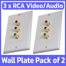 2 Pack 3 RCA Wall Plate Three RCA Component Faceplate Cable Coupler WallPlate picture