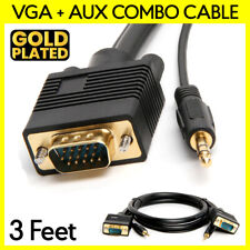 3 Feet VGA Cable with AUX SVGA + 3.5mm Monitor Cord Super VGA Audio Video Cable picture