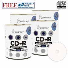 400 Pack Smartbuy CD-R CDR White Inkjet Hub Printable 52X Data Recordable Disc picture