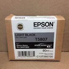 Genuine Epson Pro 3800 3880 Light Black Ink T5807 - C13T580700 - Dated 08/2018 picture