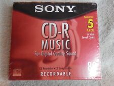 Brand New/Still Sealed Sony CD-R Music Recordable 80 min.  5 Pack picture