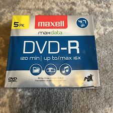 Maxell DVD-R 4.7gb discs in Jewel Cases. Factory Sealed 5 Pack New Sealed picture
