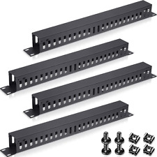 4 Pack 1U 19 Inch Cable Manager 24 Slot Horizontal Rack Mount Wire Management Se picture
