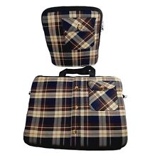 Laptop & Tablet Bag Case Set Plaid Flannel Design Matching Typo Brand Zip Pocket picture
