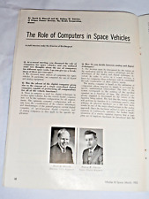 VINTAGE 1962 MISSILES & SPACE TRADE MAGAZINE/ROLE OF COMPUTERS IN SPACE VEHICLES picture