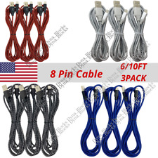 3 Pack Heavy Duty USB Fast Charger Data Cable Cord For iPhone 13 12 11 Pro Max 8 picture