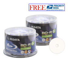 100 Ridata 6X BD-R 25GB Blu-ray White Inkjet Hub Printable Recordable Blank Disc picture