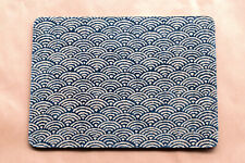 Eco mouse mat with traditional Japanese seigaiha wave pattern linen zero waste picture