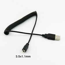 10x USB 2.0 A Male To DC Power Jack Female 3.5x1.1mm Coiled Spiral Adapter Cable picture