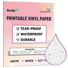Koala Waterproof Printer Paper 8.5x11 Matte White Inkjet Printable Vinyl 30 Pk picture