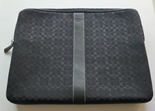 Coach Signature Laptop Computer Sleeve Case Bag Zippered Black with Leather Trim picture