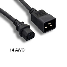 Kentek 3' ft 14 AWG Power Cord IEC-60320 C13 to C20 15A/250V SJT Heavy-Duty Blk picture