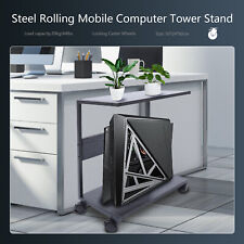 2-Tier CPU Stand Computer Tower Under Desk CPU Holder w/ Lockable Caster Wheels picture