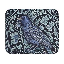 Edgar Allan Poe Raven mouse pad / Blue Forestcore William Morris crow gamer gift picture