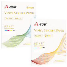 Lot 15-100 A-SUB Printable Vinyl Sticker Paper Clear / Glossy White Inkjet Laser picture