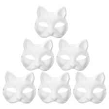  6 Pcs Hand Painted Mask Pulp Miss Child Paper Cat Fox Cosplay Masks picture
