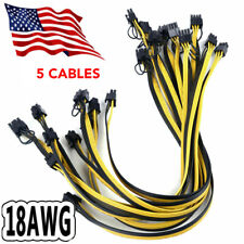 5pcs 50cm Quality 6pin to 8Pin (6+2Pin) PCI-E Cable 18AWG ASIC Bitcoin Mining US picture
