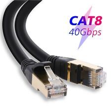 Black Cat 8 Shielded Twisted Pair (FTP) Networking Cable US Lot, Rugged Jacket picture
