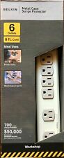 BELKIN METAL CASE Surge Protector 6 Outlets  8 ft Extension Cord - NEW picture