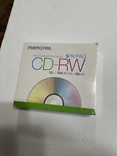 Memorex High Speed Blank CD RW 5 PACK 12x 700MB/Mo 80 Min. NEW/SEALED picture