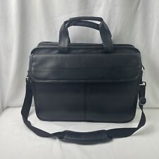 DELL Black Leather Executive Laptop Bag Black 17x13 Inch Strap DL22A Travel NICE picture