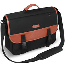 13-14 Inch Laptop Briefcase Fashion Canvas Splicing Leather Shoulder Bag picture