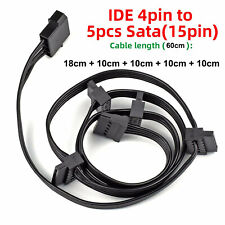 2x Molex 4 Pin IDE Male to 5x 15Pin SATA Female Power Extension Hard Drive Cable picture