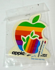 4 Vintage Original 1980s Apple Macintosh Computer Logo Rainbow Decal Stickers picture