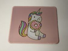 Adorable Pink Unicorn Eating Donut Mouse Pad 10x8 - Non-Slip - Gamer - Brand New picture